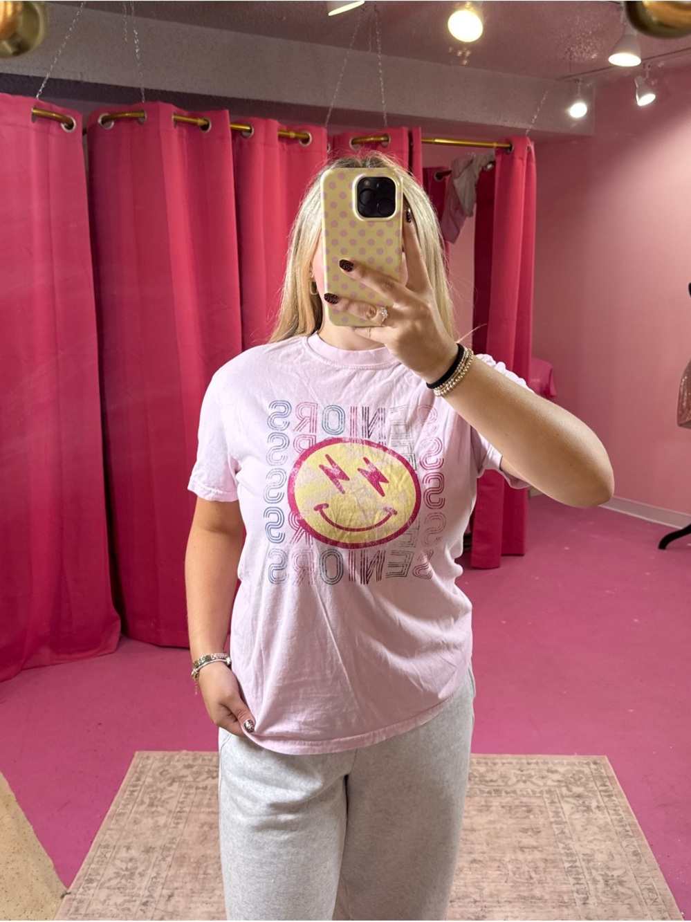 Women's Light Pink Graphic Smile Tee
